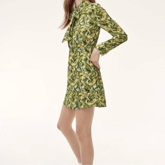 Sunday Best Aritzia Veronica Dress, Yellow, Green Leaf Print size XXS - Picture 8 of 16